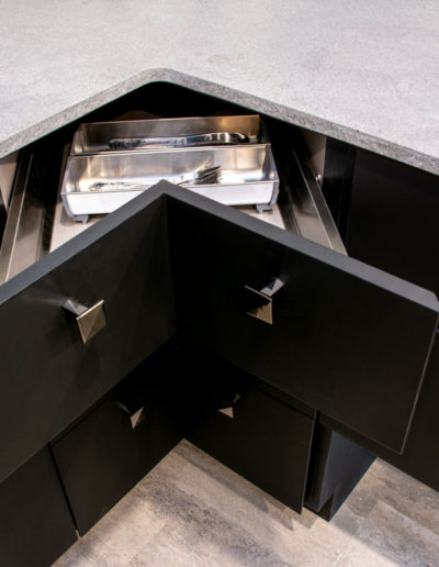 Black corner counter drawer
